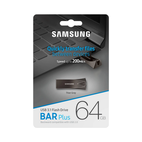 Samsung 64GB USB 3.1 Gen 1 BAR Plus Flash Drive (Titan Gray) — Being Shipped