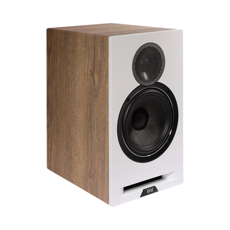 ELAC Debut Reference Two-Way Bookshelf Pair Speaker (White Baffle, Oak Cabinet) — Being Shipped