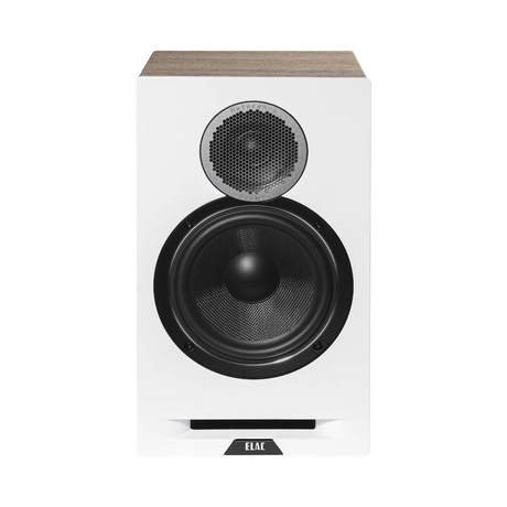 ELAC Debut Reference Two-Way Bookshelf Pair Speaker (White Baffle, Oak Cabinet) — Being Shipped