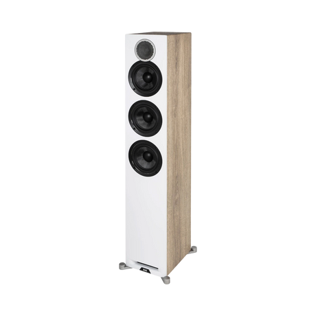 ELAC Debut Reference Three-Way Floorstanding Speaker (White Baffle, Oak Cabinet) — Being Shipped