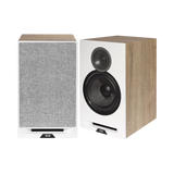 ELAC Debut Reference Two-Way Bookshelf Pair Speaker (White Baffle, Oak Cabinet) — Being Shipped