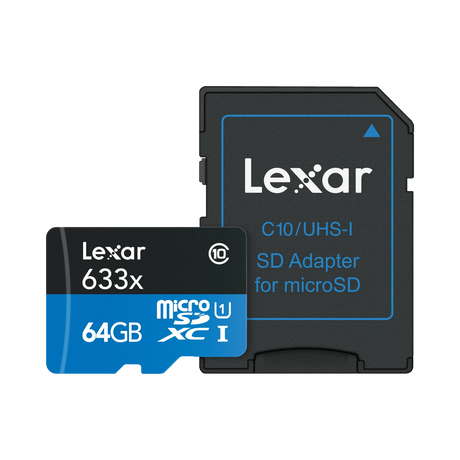 Lexar High-Performance 633x 64GB UHS-I microSDXC Memory Card with SD Adapter — Being Shipped