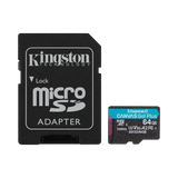 Kingston Canvas Go! Plus 64GB UHS-I microSDXC Memory Card with SD Adapter — Being Shipped