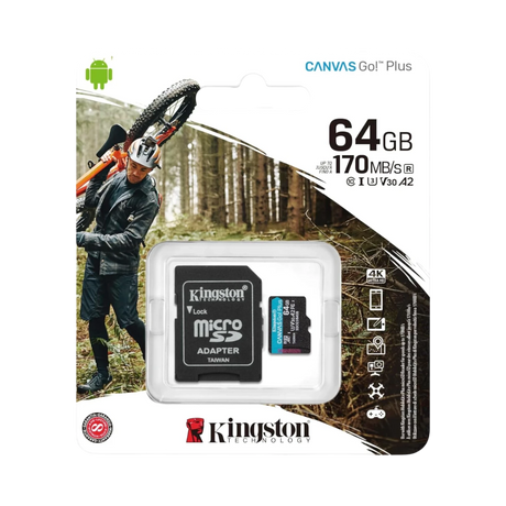 Kingston Canvas Go! Plus 64GB UHS-I microSDXC Memory Card with SD Adapter — Being Shipped