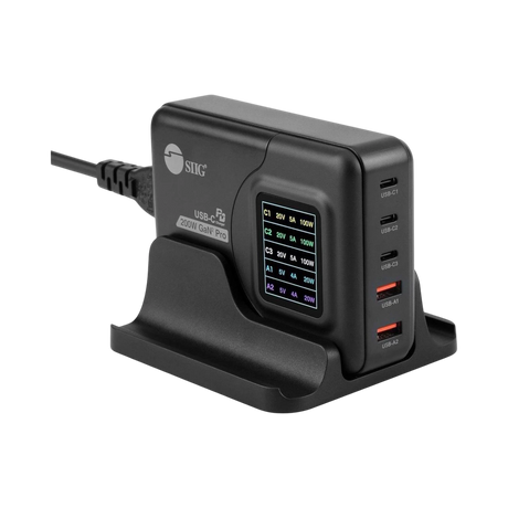 SIIG 200W GaN 3 USB-C + 2 USB-A PD Charger with LCD Display — Being Shipped