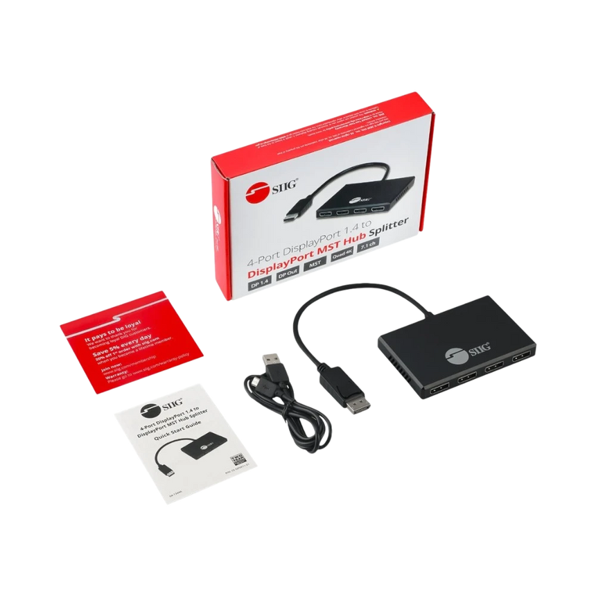 SIIG 8K 1x4 DisplayPort 1.4 to DisplayPort MST Hub Splitter — Being Shipped