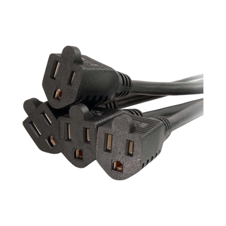 C2G 3ft (0.9m) 16 AWG 1-to-4 Power Cord Splitter (1 NEMA 5-15P to 4 NEMA 5-15R) (TAA Compliant) — Being Shipped