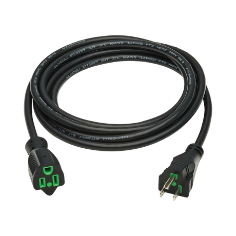 Tripp Lite Safe-IT Antibacterial Hospital-Grade Extension Cord, 5-15P to 5-15R, 13A, 125V, 16 AWG, Black, 10ft — Being Shipped