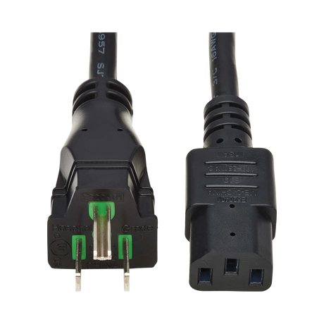 Tripp Lite  Safe-IT Antibacterial Hospital-Grade Power Cord, 5-15P to C13, 13A, 125V, 16 AWG, Black, 8ft — Being Shipped