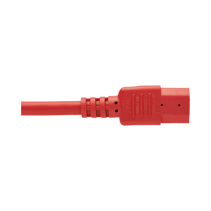 Tripp Lite Power Cord C14 to C15 - Heavy-Duty, 15A, 250V, 14 AWG, 6 ft. (1.83 m), Red — Being Shipped