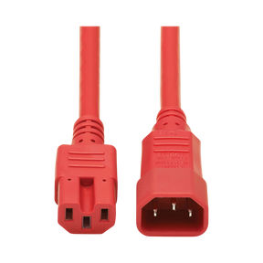 Tripp Lite Power Cord C14 to C15 - Heavy-Duty, 15A, 250V, 14 AWG, 6 ft. (1.83 m), Red — Being Shipped