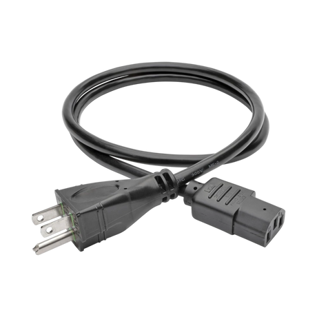 Tripp Lite Hospital-Grade Power Cord, NEMA 5-15P to C13, Green Dot, 10A, 125V, 18 AWG, 3 ft. (0.91 m), Black — Being Shipped