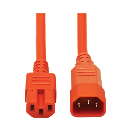 Tripp Lite Power Cord C14 to C15, Heavy-Duty, 15A, 250V, 14 AWG, 6 ft. (1.83 m), Orange — Being Shipped