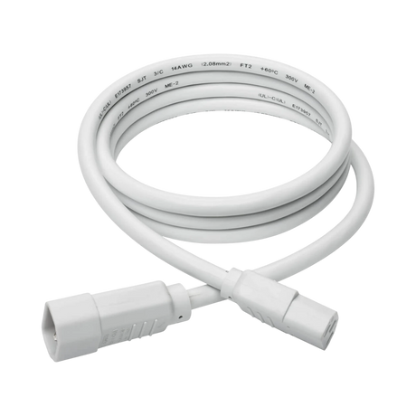 Tripp Lite Heavy-Duty PDU Power Cord, C13 to C14, 15A, 250V, 14 AWG, 6 ft. (1.83 m), White — Being Shipped