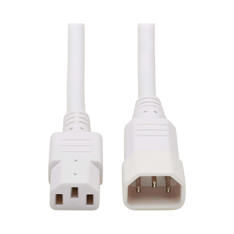 Tripp Lite Heavy-Duty PDU Power Cord, C13 to C14, 15A, 250V, 14 AWG, 3 ft. (0.91 m), White — Being Shipped