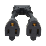 Tripp Lite Extension Cord Y Splitter, NEMA 5-15P to 2x NEMA 5-15R, 13A, 125V, 16 AWG, 1 ft. (0.3 m), Black — Being Shipped