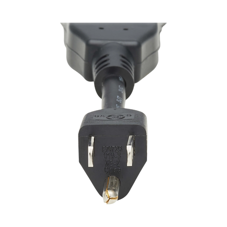 Tripp Lite Extension Cord Y Splitter, NEMA 5-15P to 2x NEMA 5-15R, 13A, 125V, 16 AWG, 1 ft. (0.3 m), Black — Being Shipped