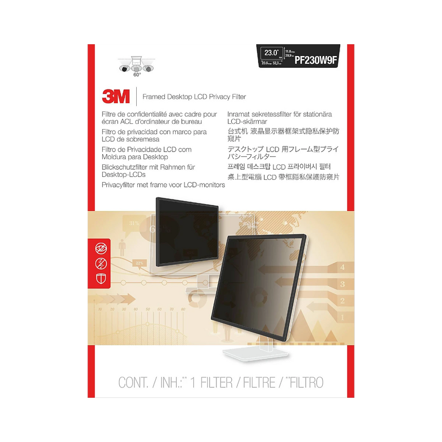 3M 16:9 Framed Privacy Filter for 23" Monitor — Being Shipped