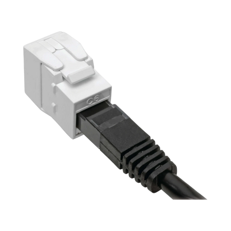 Tripp Lite Keystone Jack Cat6/Cat5e, RJ45, Shuttered, Dust Cap - Toolless, PoE/PoE+ Compliant, White, TAA — Being Shipped