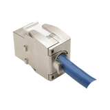 Tripp Lite Toolless Shielded Cat6a Keystone Jack, PoE/PoE+ Compliant, Shuttered, Silver, TAA — Being Shipped