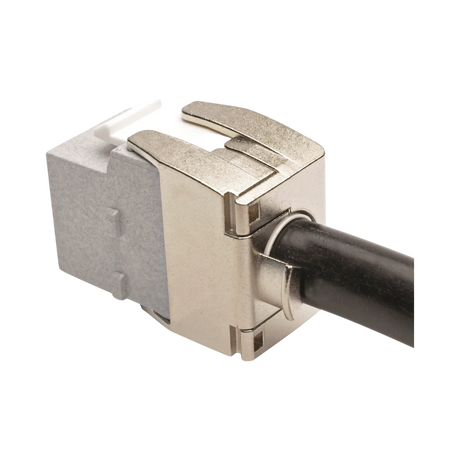 Tripp Lite Toolless Cat6a Keystone Jack, PoE/PoE+ Compliant, Shuttered, Gray, TAA — Being Shipped