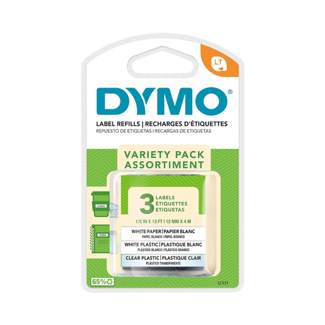 DYMO LetraTag 1/2"x13' Label Tape Variety Pack (3-Pack) — Being Shipped