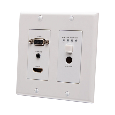 C2G HDMI HDBaseT + VGA , 3.5mm, RS232, and IR over Cat Extender Dual Gang Wall Plate Transmitter, 4K 60Hz — Being Shipped