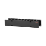 APC NetShelter Cable Management, Horizontal Cable Manager, 2U, Single Side with Cover, Black, 483 x 88 x 110 mm — Being Shipped