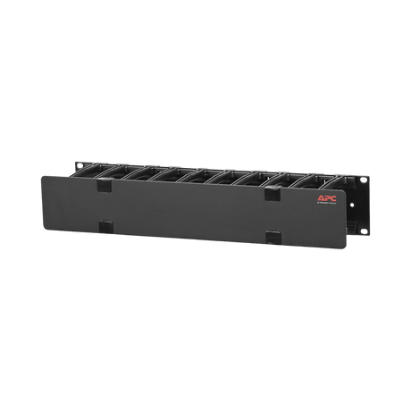 APC NetShelter Cable Management, Horizontal Cable Manager, 2U, Single Side with Cover, Black, 483 x 88 x 110 mm — Being Shipped