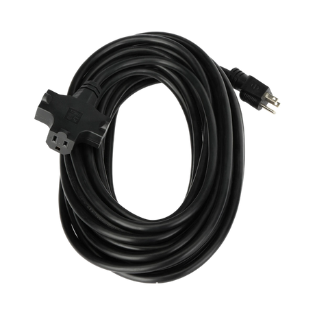 ADJ Accu-Cable 3-Wire Edison AC Extension Cord with Three Plugs (12 AWG, Black, 50') — Being Shipped