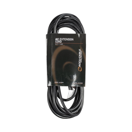 ADJ Accu-Cable 3-Wire Edison AC Extension Cord (16 AWG, Black, 25') — Being Shipped