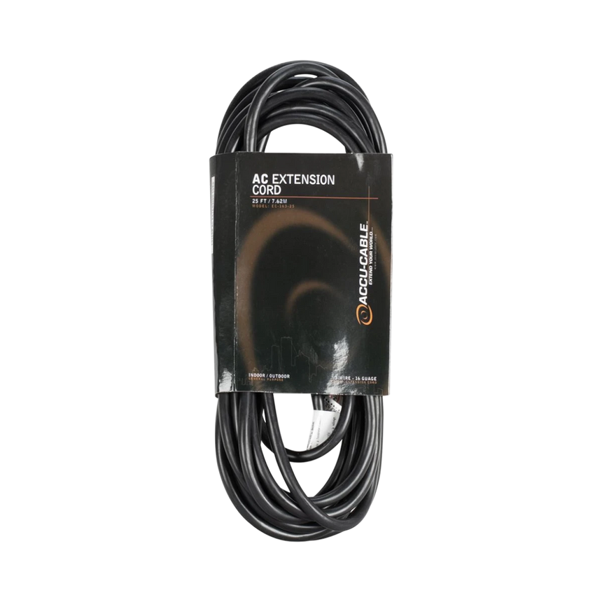 ADJ Accu-Cable 3-Wire Edison AC Extension Cord (16 AWG, Black, 25') — Being Shipped