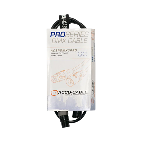 ADJ Accu-Cable AC3PDMX3PRO 3-pin Pro DMX Cable (3 foot) — Being Shipped