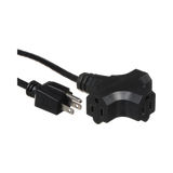 ADJ Accu-Cable 25" AC Extension Cord with Three Outlets (16 AWG, Black) — Being Shipped
