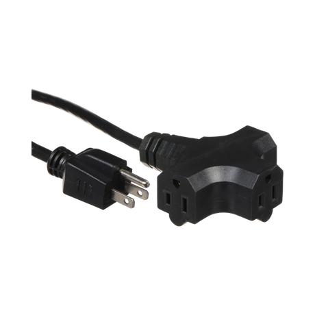 ADJ Accu-Cable 25" AC Extension Cord with Three Outlets (16 AWG, Black) — Being Shipped