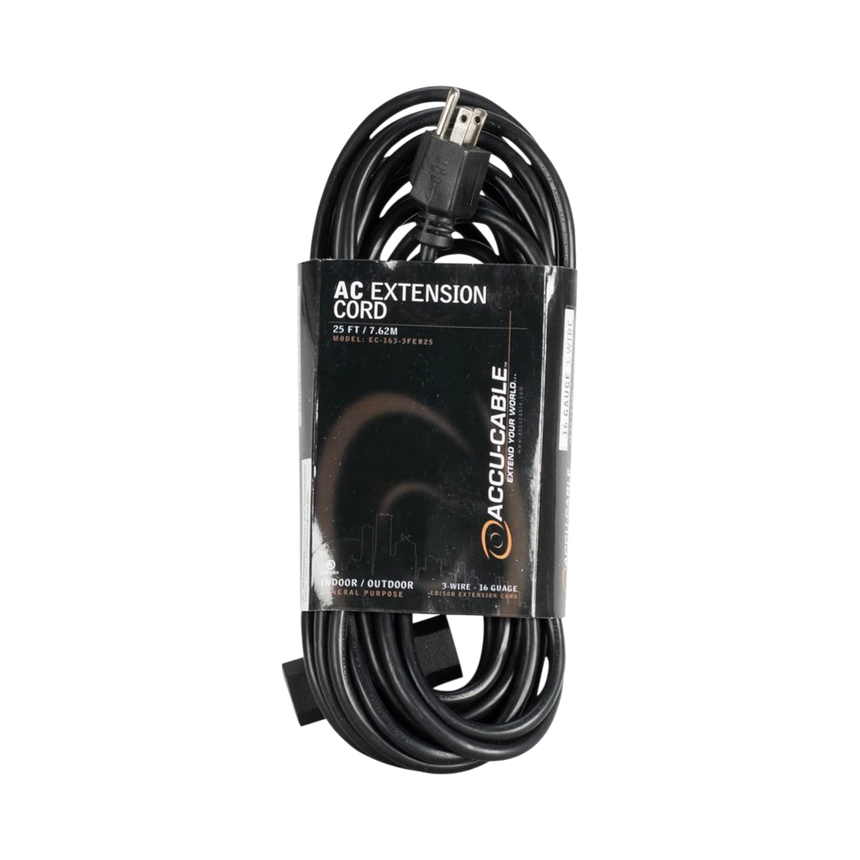 ADJ Accu-Cable 25" AC Extension Cord with Three Outlets (16 AWG, Black) — Being Shipped
