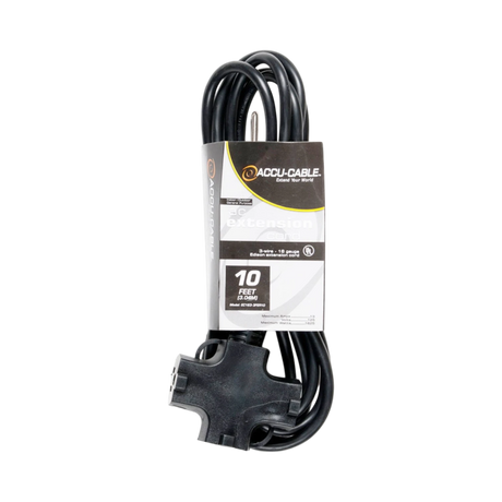 ADJ Accu-Cable EC-163-3FER10 16 Gauge 3 Plug 10ft Extension Cable — Being Shipped