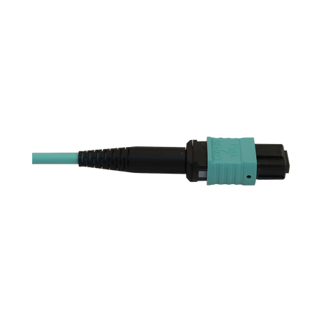 Tripp Lite 40/100/400G Multimode 50/125 OM3 Fiber Optic Cable (12F MTP/MPO-PC to 4x Duplex LC/PC F/M), LSZH, Aqua, 1 m (3.3 ft.) — Being Shipped