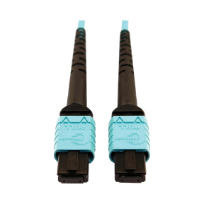 Tripp Lite 400G Multimode 50/125 OM4 Plenum-Rated Fiber Optic Cable, 24F MTP/MPO-PC (F/F), Aqua, 10m — Being Shipped