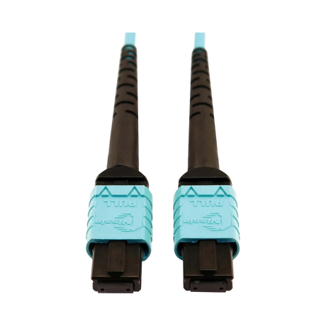 Tripp Lite 400G Multimode 50/125 OM4 Plenum-Rated Fiber Optic Cable, 24F MTP/MPO-PC (F/F), Aqua, 10m — Being Shipped