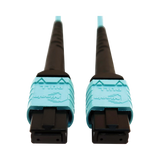 Tripp Lite 400G Multimode 50/125 OM4 Plenum-Rated Fiber Optic Cable, 24F MTP/MPO-PC (F/F), Aqua, 10m — Being Shipped