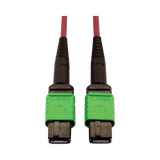 Tripp Lite 400G Multimode 50/125 OM4 Plenum-Rated Fiber Optic Cable, 16F MTP/MPO-APC (F/F), Magenta, 5 m — Being Shipped