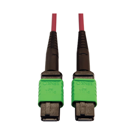 Tripp Lite 400G Multimode 50/125 OM4 Plenum-Rated Fiber Optic Cable, 16F MTP/MPO-APC (F/F), Magenta, 5 m — Being Shipped