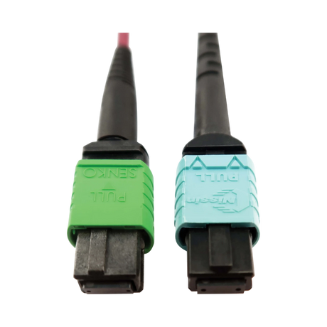 Tripp Lite 400G Multimode 50/125 OM4 Plenum Fiber Optic Cable, 16F MTP/MPO-APC to 24F MTP/MPO-UPC (F/F), Magenta, 5 m — Being Shipped