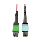 Tripp Lite 400G Multimode 50/125 OM4 Plenum Fiber Optic Cable, 16F MTP/MPO-APC to 24F MTP/MPO-UPC (F/F), Magenta, 5 m — Being Shipped