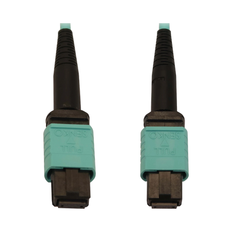Tripp Lite 40/100/400G Multimode 50/125 OM3 Fiber Optic Cable (12F MTP/MPO-PC F/F), LSZH, Aqua, 3 m (9.8 ft.) — Being Shipped
