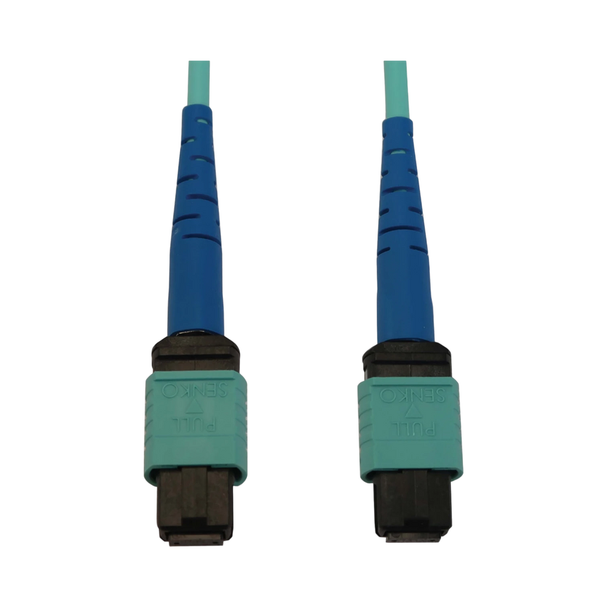 Tripp Lite 40/100/400G Multimode 50/125 OM3 Fiber Optic Cable (24F MTP/MPO-PC F/F), LSZH, Aqua, 2 m (6.6 ft.) — Being Shipped