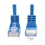 Tripp Lite Up/Down-Angle Cat6 Gigabit Molded Slim UTP Ethernet Cable (RJ45 Up-Angle M to RJ45 Down-Angle M), Blue, 1 ft. (0.31 m) — Being Shipped