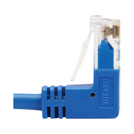 Tripp Lite Up/Down-Angle Cat6 Gigabit Molded Slim UTP Ethernet Cable (RJ45 Up-Angle M to RJ45 Down-Angle M), Blue, 1 ft. (0.31 m) — Being Shipped