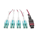 Tripp Lite 40G MTP/MPO to 4xLC Fan-Out OM4 Plenum-Rated Fiber Optic Cable, 40GBASE-SR4, Push/Pull Tabs, Magenta, 5m — Being Shipped